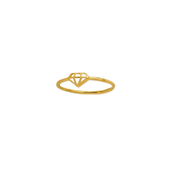 14K Solid Gold Diamond Cut Out Wire Ring